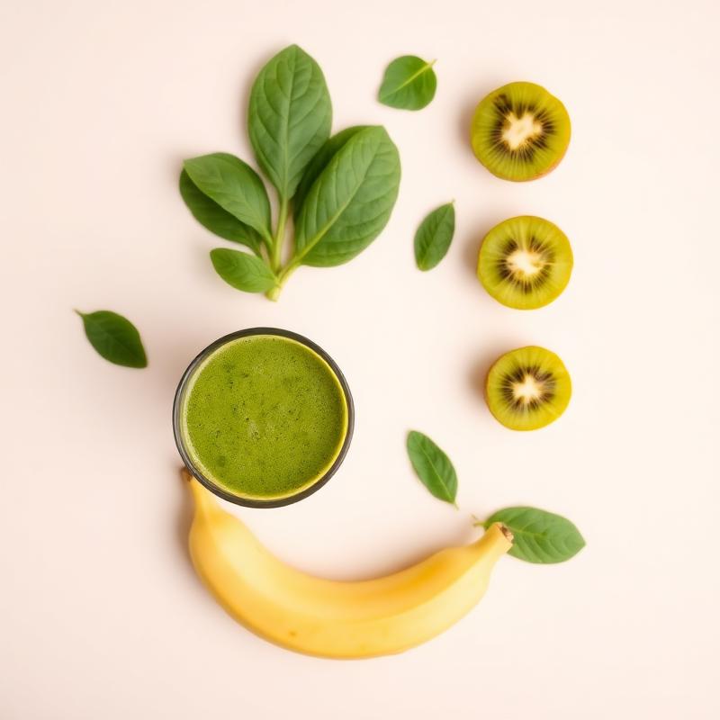 Groene smoothie van bovenaf